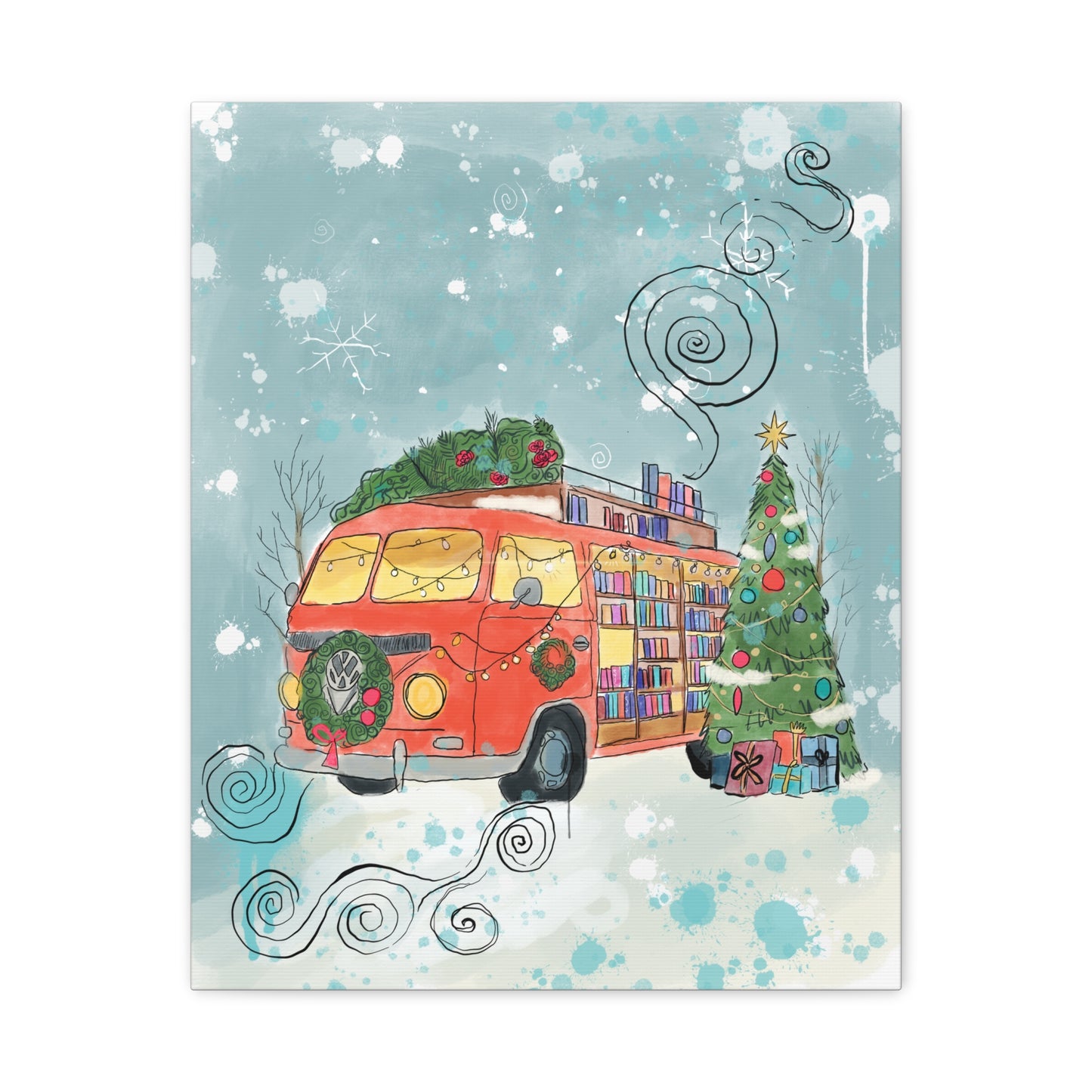 "Christmas Book Bus "Canvas Print