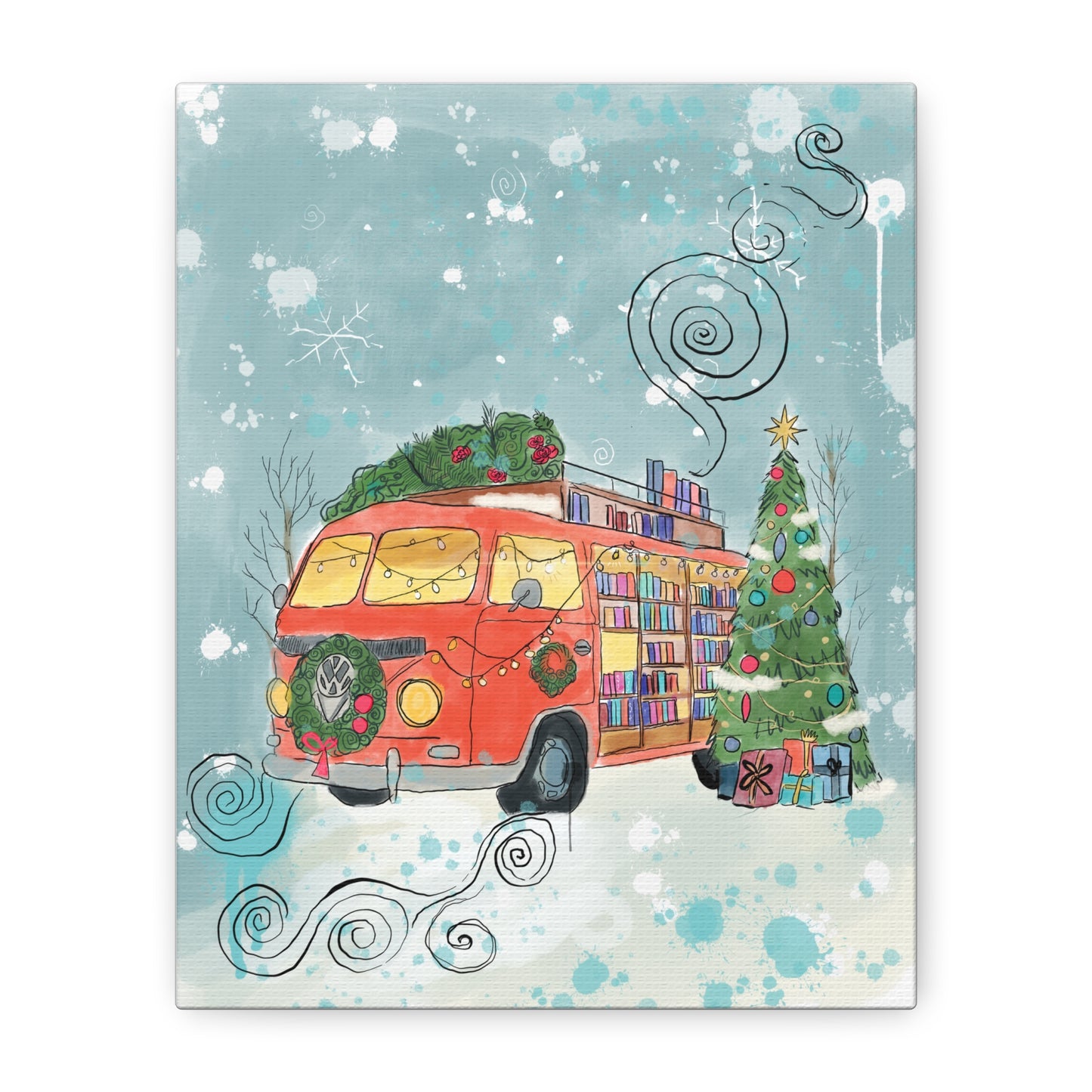 "Christmas Book Bus "Canvas Print