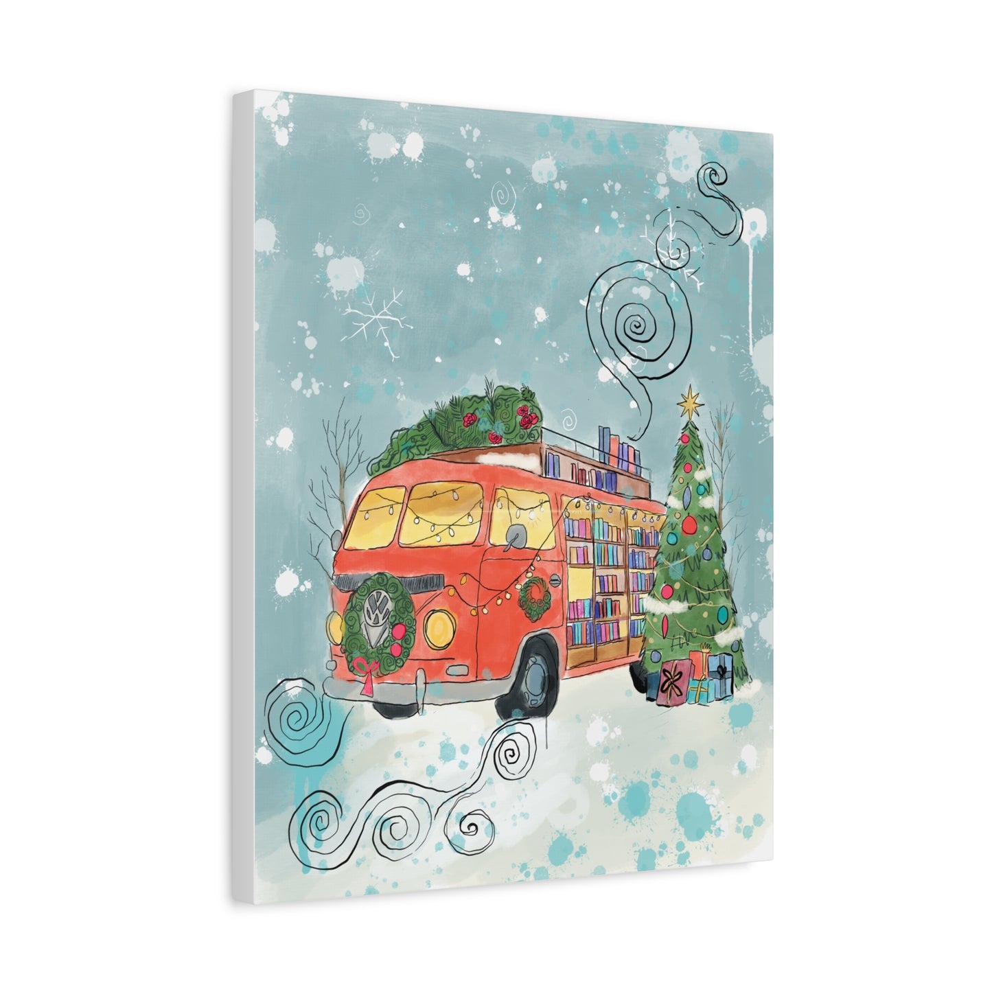 "Christmas Book Bus "Canvas Print