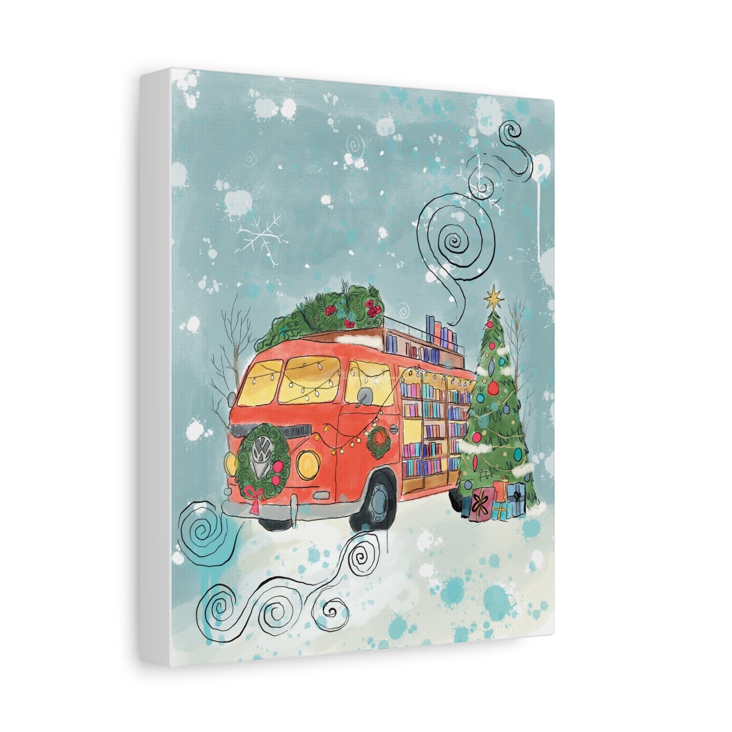 "Christmas Book Bus "Canvas Print