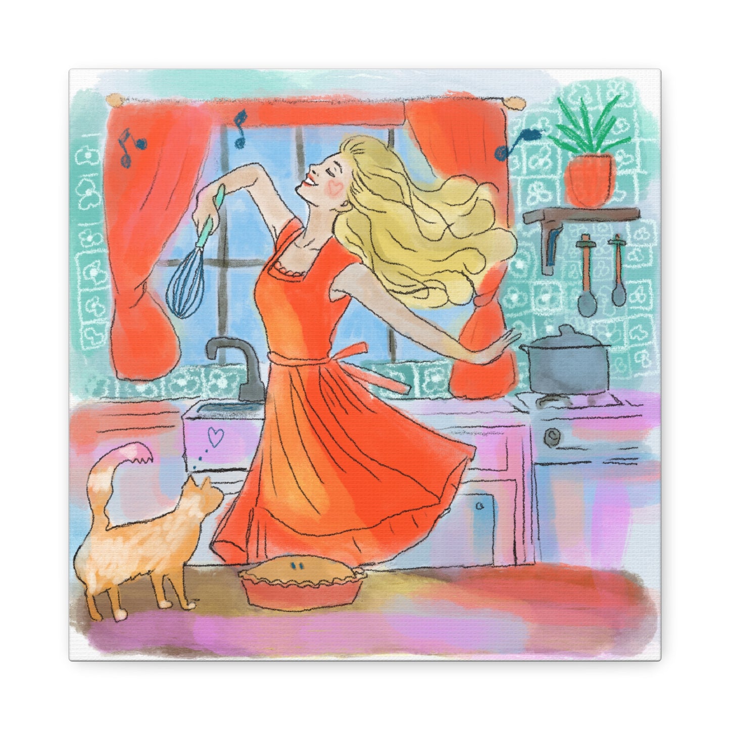 Canvas Print - Kitchen Dance Joy in the Everyday Whimsical Wall Art Decor